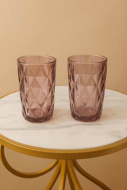 Rose Vintage Diamond Cut Drinking Glass