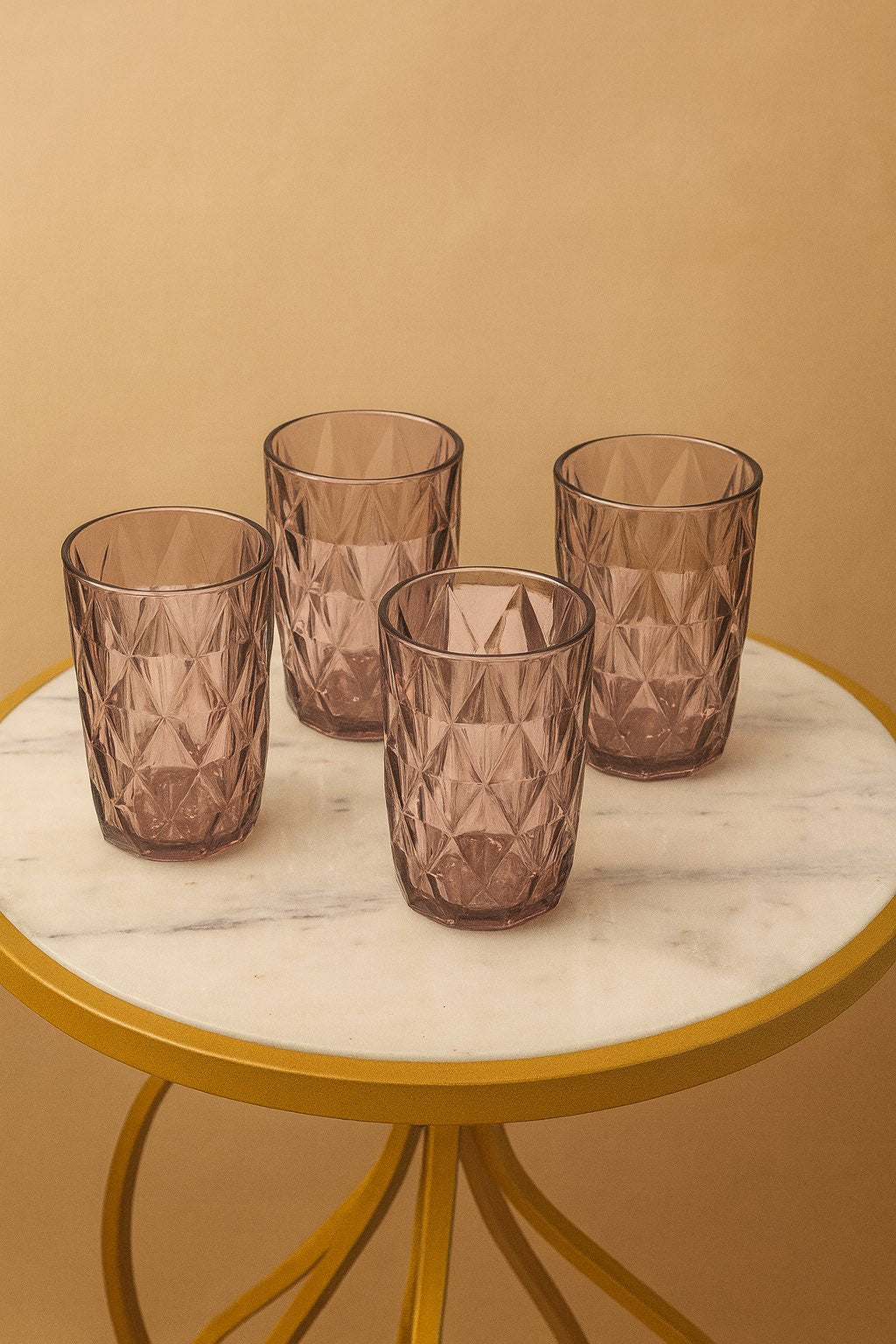 Rose Vintage Diamond Cut Drinking Glass