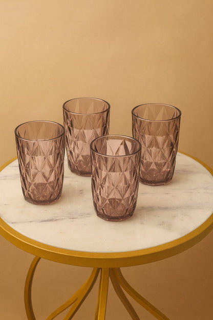 Rose Vintage Diamond Cut Drinking Glass