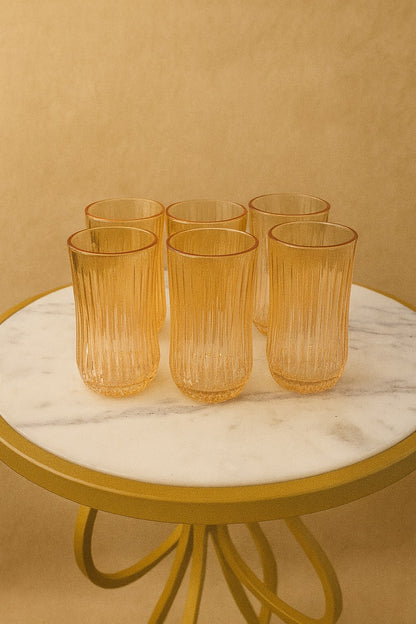 Amber Ribbed Drinking Glass