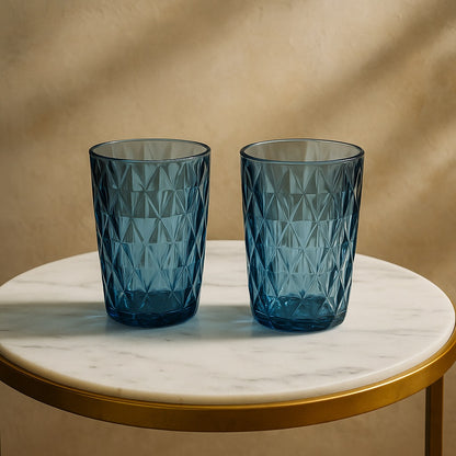 Sapphire Diamond Cut Drinking Glass