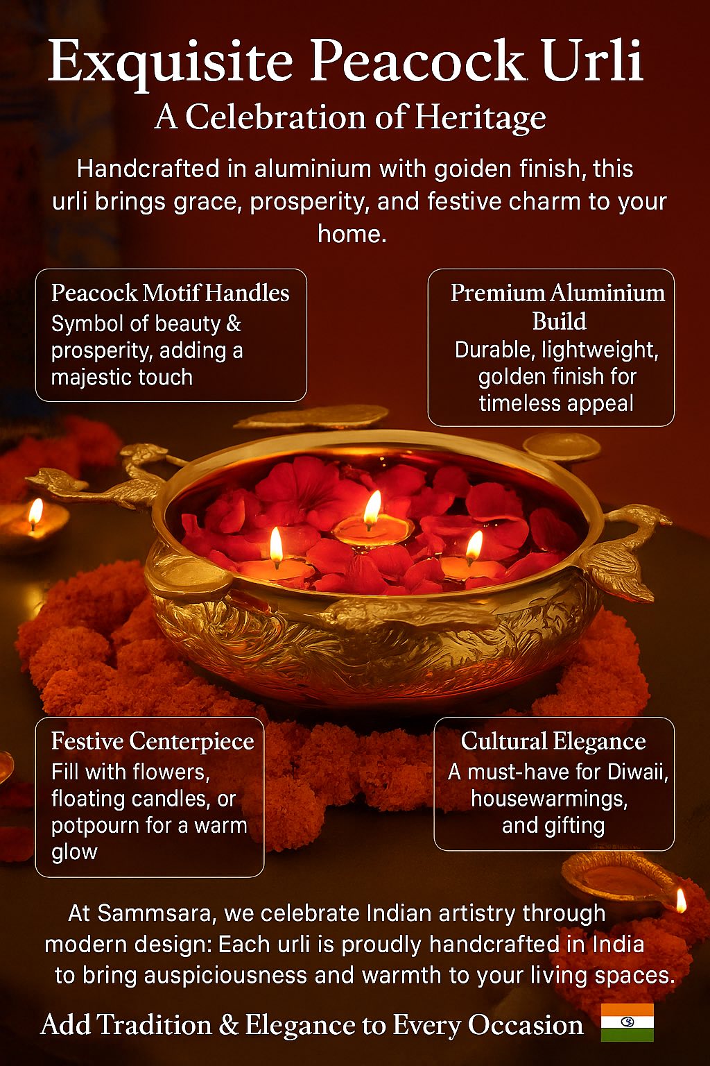 Handcrafted Peacock Urli