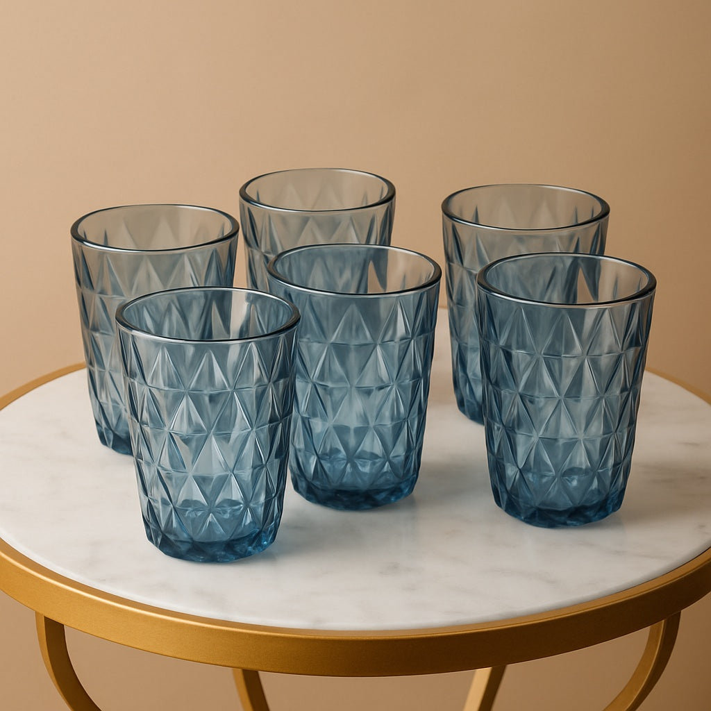 Sapphire Diamond Cut Drinking Glass