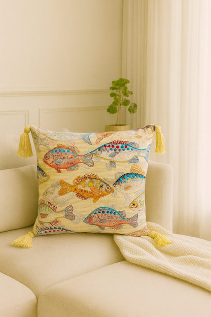Coastal Tale Embroidered Cushion w/Filler