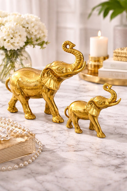 Lucky Gold Elephant Accent-Set of 2