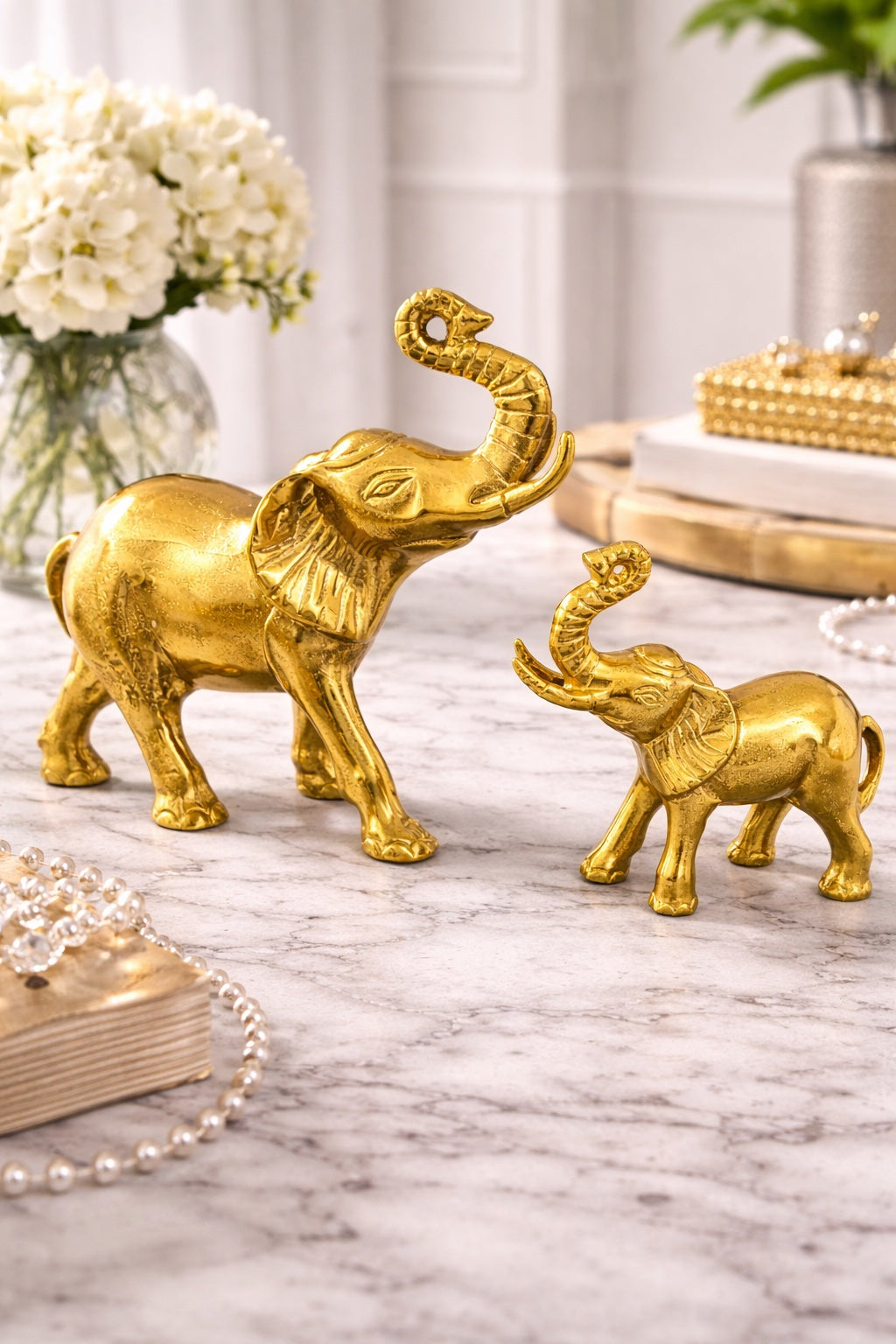 Lucky Gold Elephant Accent-Set of 2