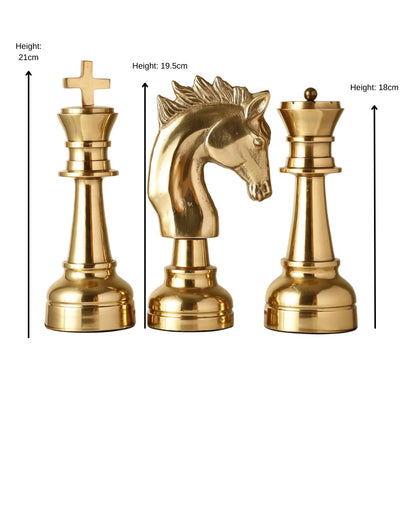 Oversized Chess Decorative Gold Accent Set of 3