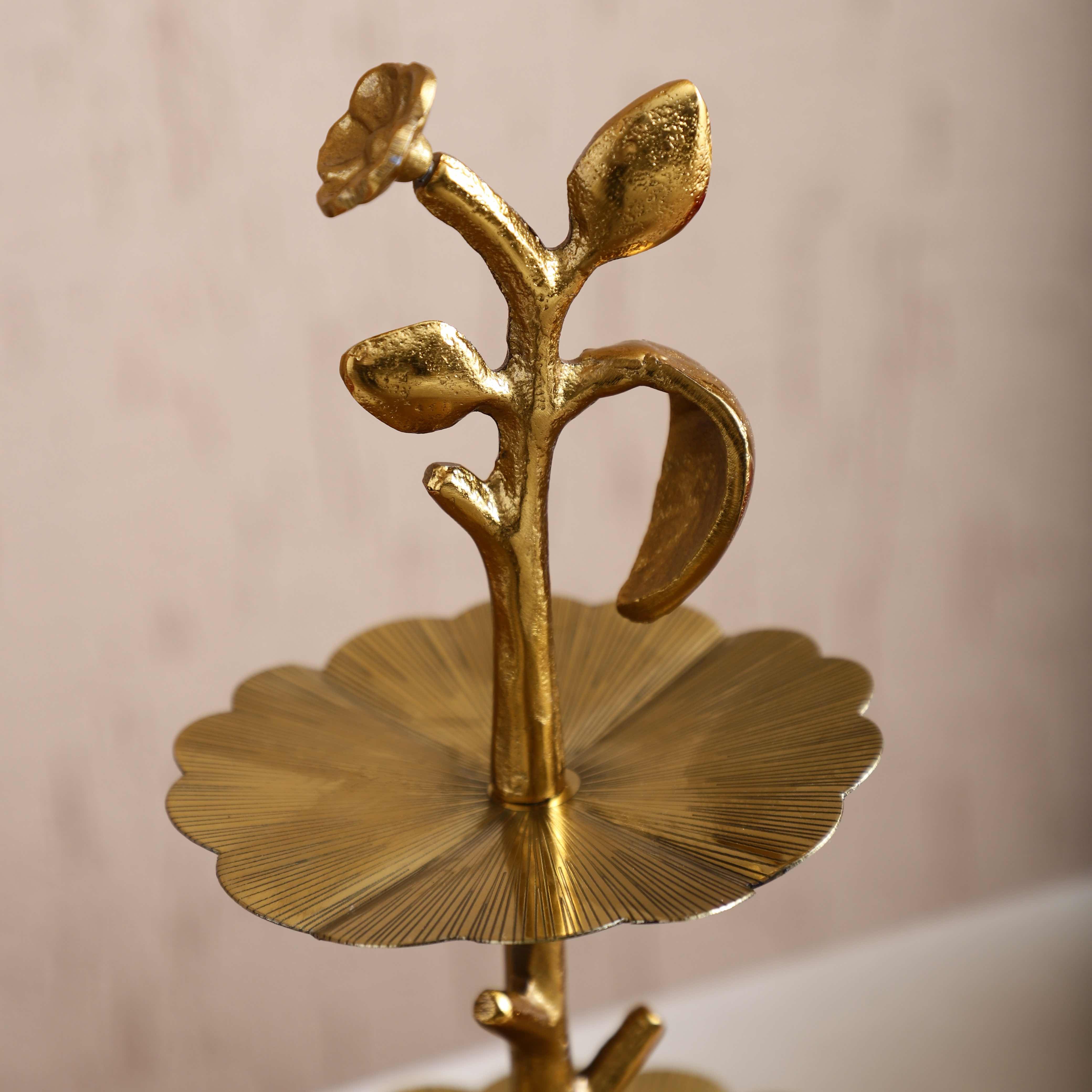 Rivaya Gold Two Tier Round Floral Platter