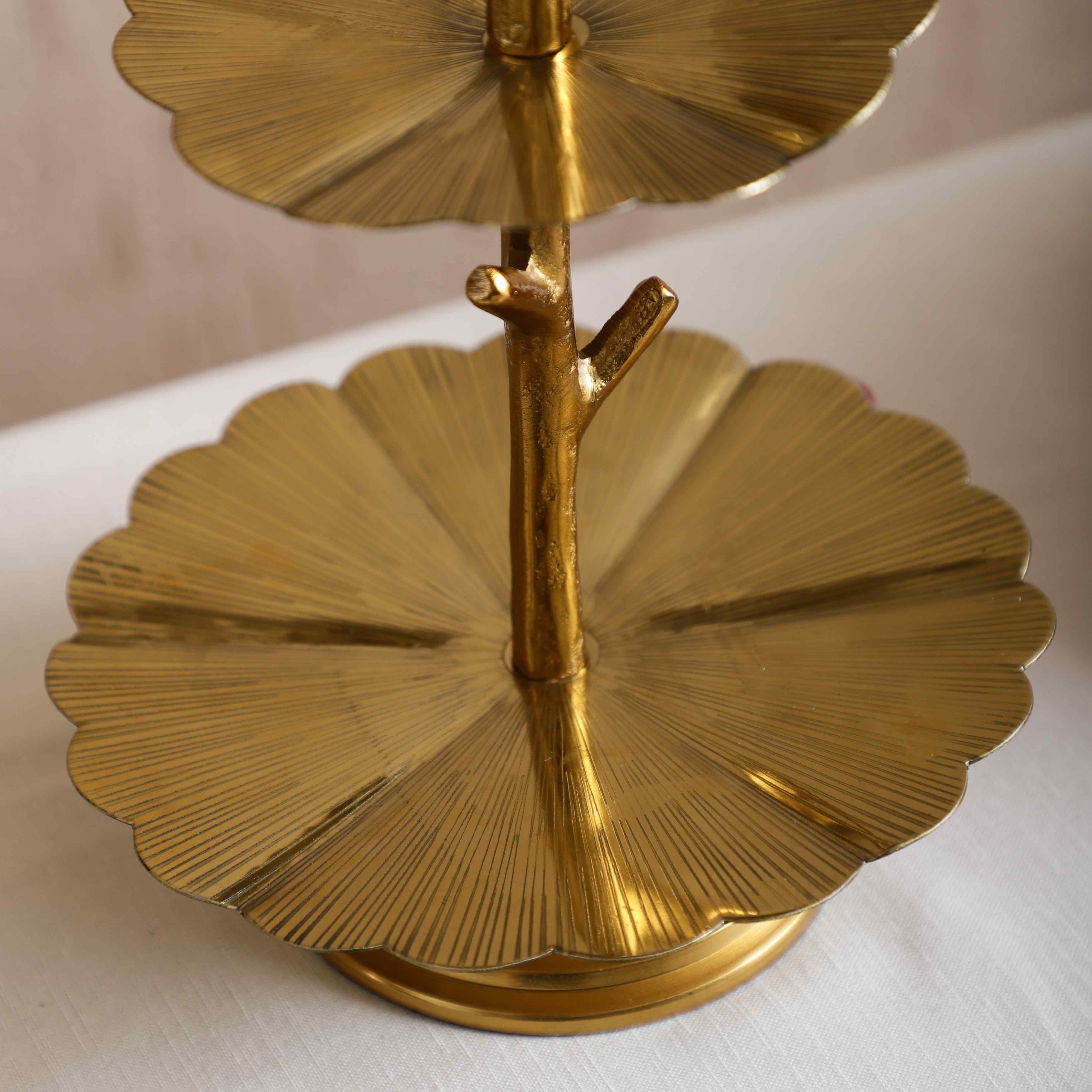 Rivaya Gold Two Tier Round Floral Platter