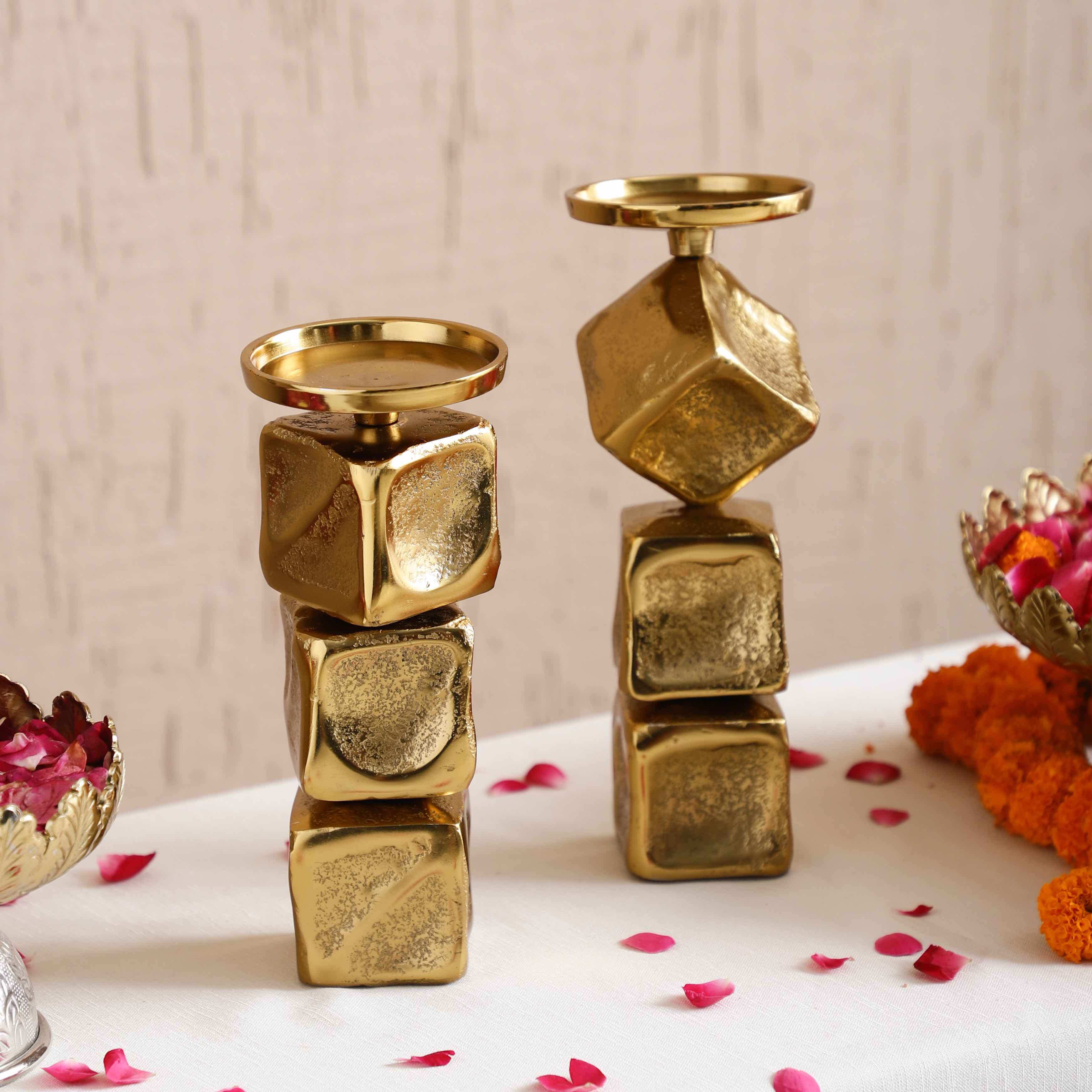 Obliq Block Candleholder Set of 2