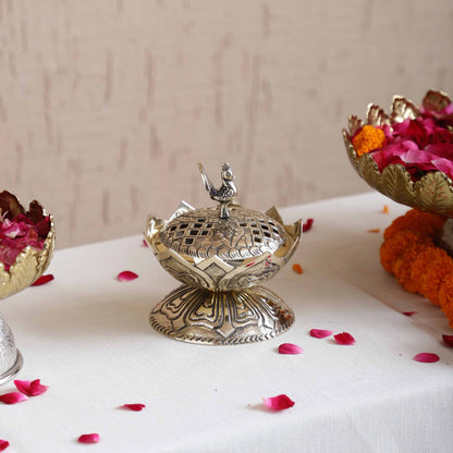 Sammsara Lotus Base Parrot Incense Burner (Dhoop Dani) w/Dhoop Cones
