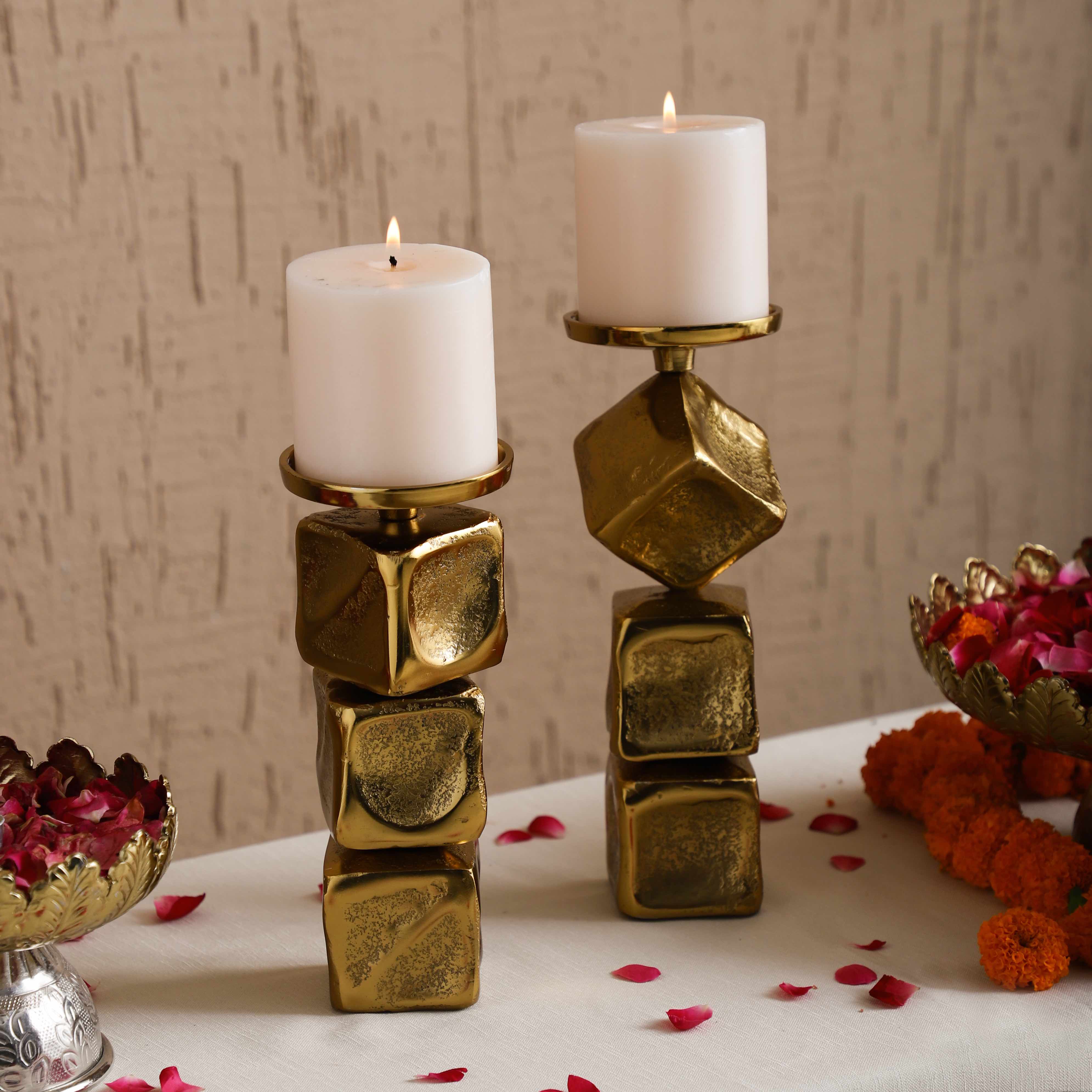 Obliq Block Candleholder Set of 2