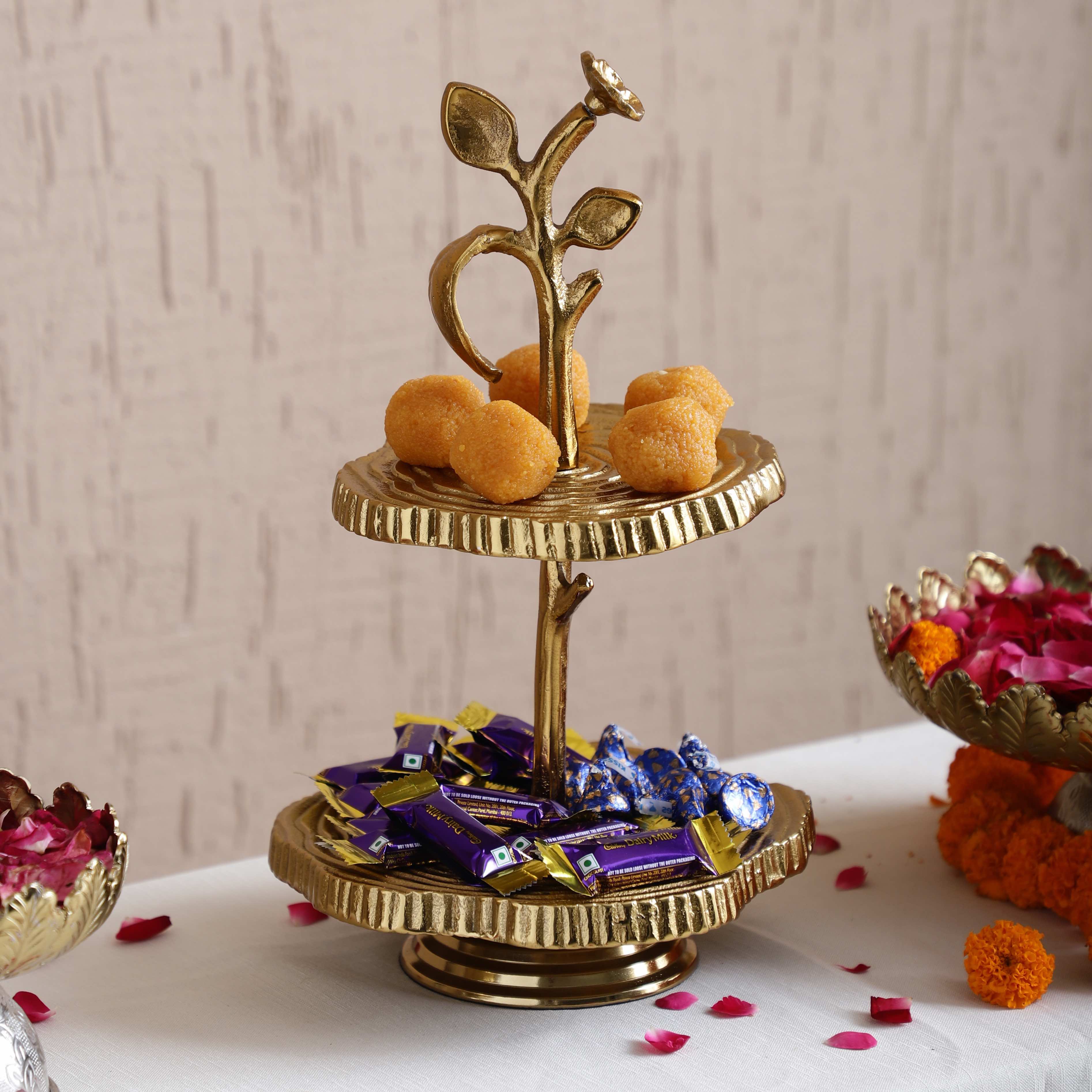 Tree of Grace Gold Two Tier Platter