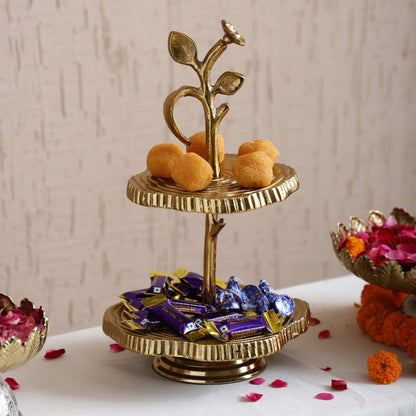Tree of Grace Gold Two Tier Platter