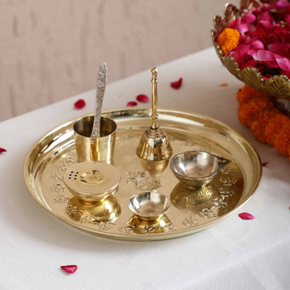 Om Brass Pooja Thali