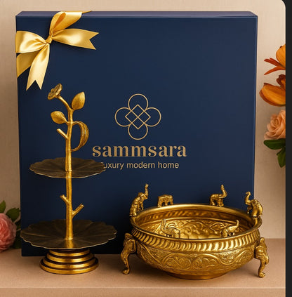 Elephant Urli & Platter Gift Set