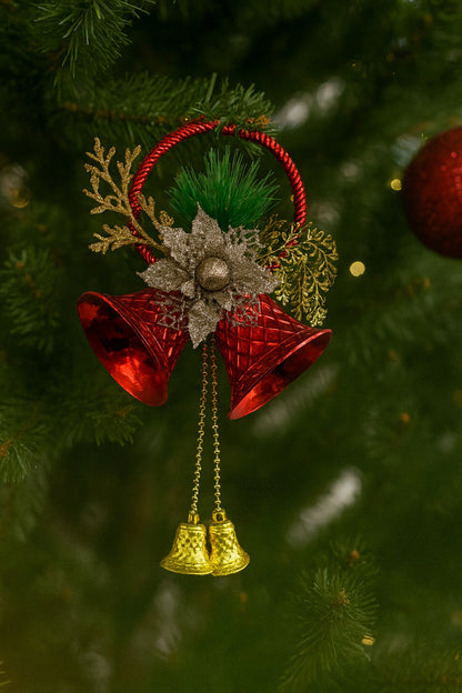 Noel Red & Gold Bell Ornaments Set of 2