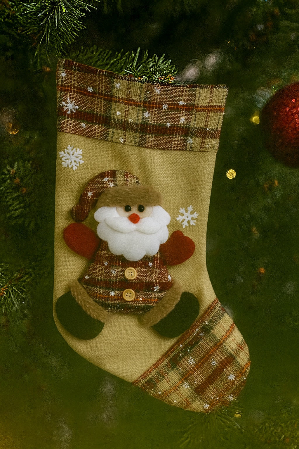 Plaid Santa Christmas Stocking