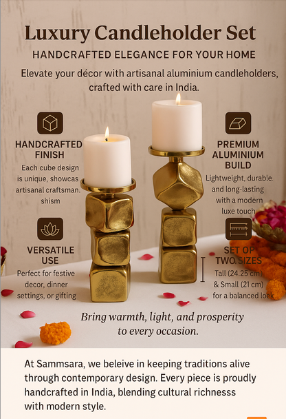 Obliq Block Candleholder Set of 2