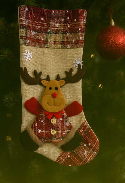 Plaid Reindeer Christmas Stocking