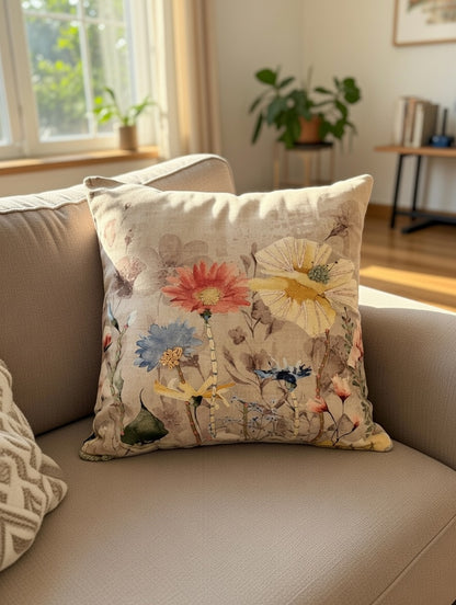 Solstice Bloom Embroidered Cushion w/Filler