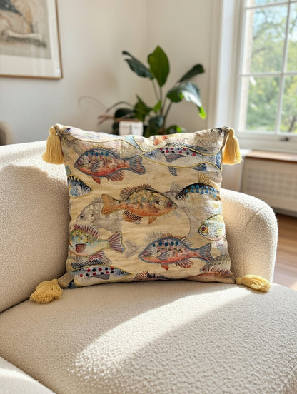 Coastal Tale Embroidered Cushion w/Filler