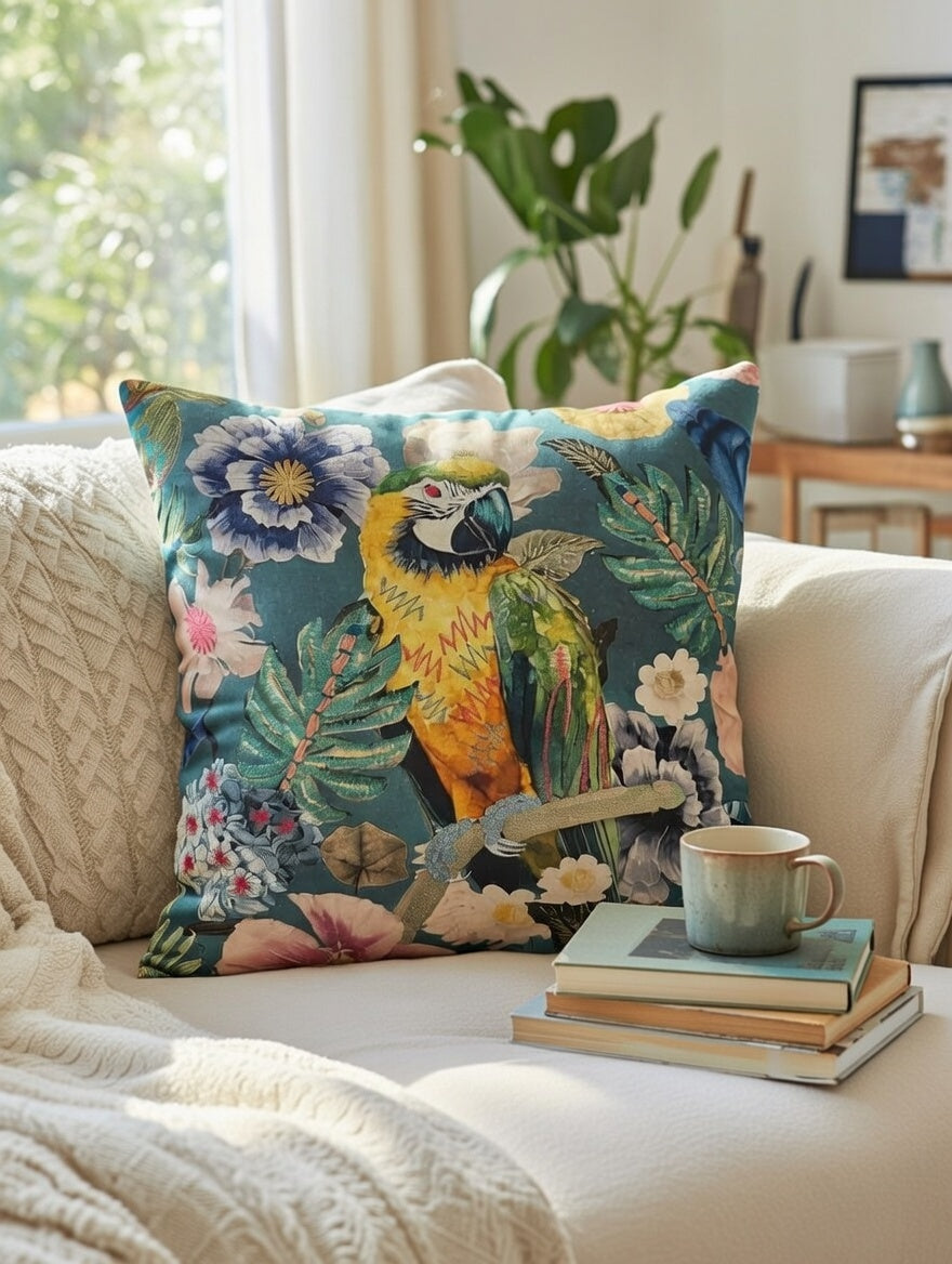 The Tropical Parrot Cushion Cover