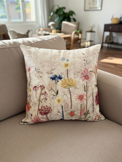 Morning Bloom Embroidered Cushion w/Filler