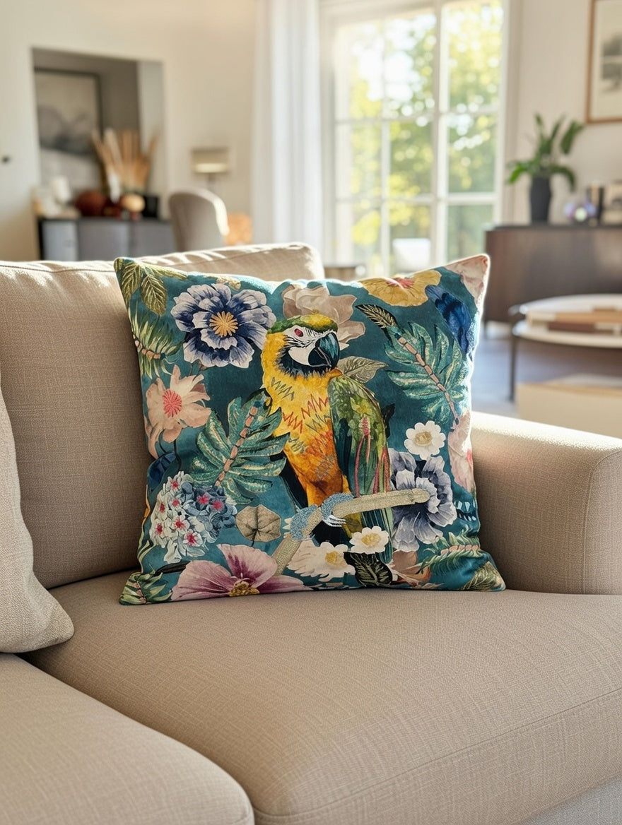 The Tropical Parrot Cushion Cover