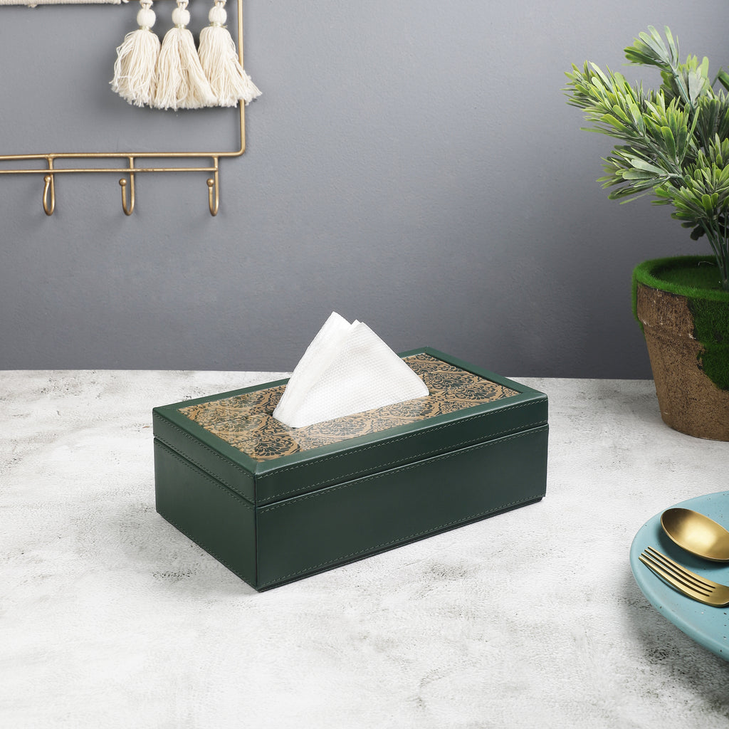 Comorin Green & Gold Tissue Box